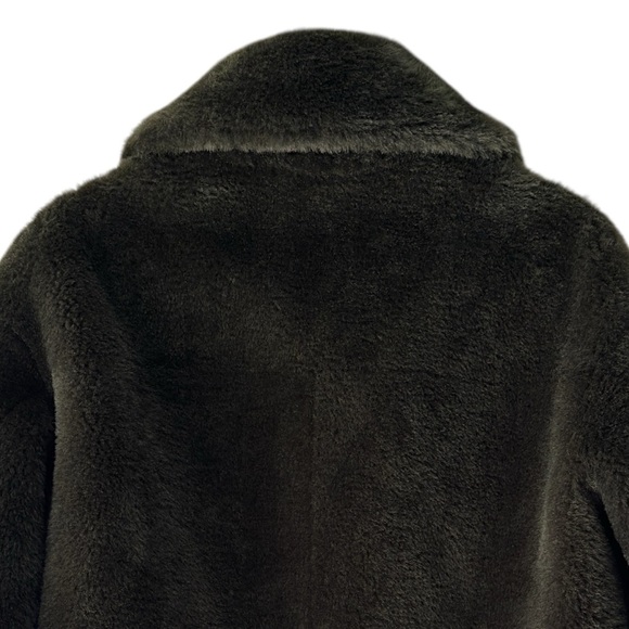 ZARA | NWOT FAUX FUR JACKET ZW COLLECTION DARK GREEN KHAKI TEDDY COAT | EXTRA SM - Picture 11 of 12